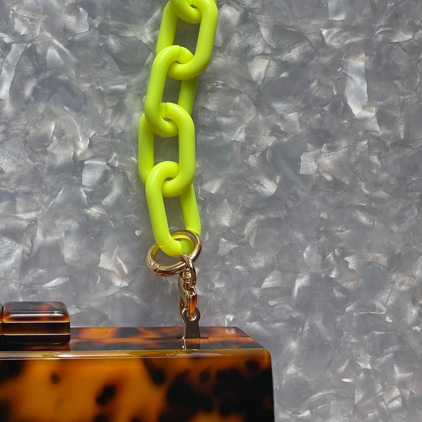 Chain Link Short Acrylic Purse Strap In Neon Yellow, CLOSET REHAB