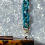 Chain Link Short Acrylic Purse Strap in Teal