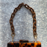 Chain Link Short Acrylic Purse Strap in Chocolate Brown