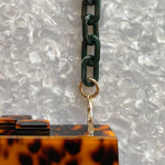 Chain Link Short Acrylic Purse Strap in Hunter Green