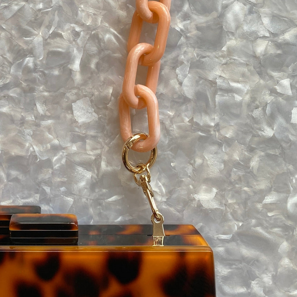 Chain Link Short Acrylic Purse Strap in Peach