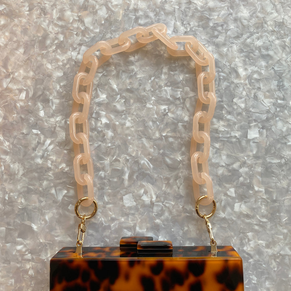 Chain Link Short Acrylic Purse Strap in Light Peach