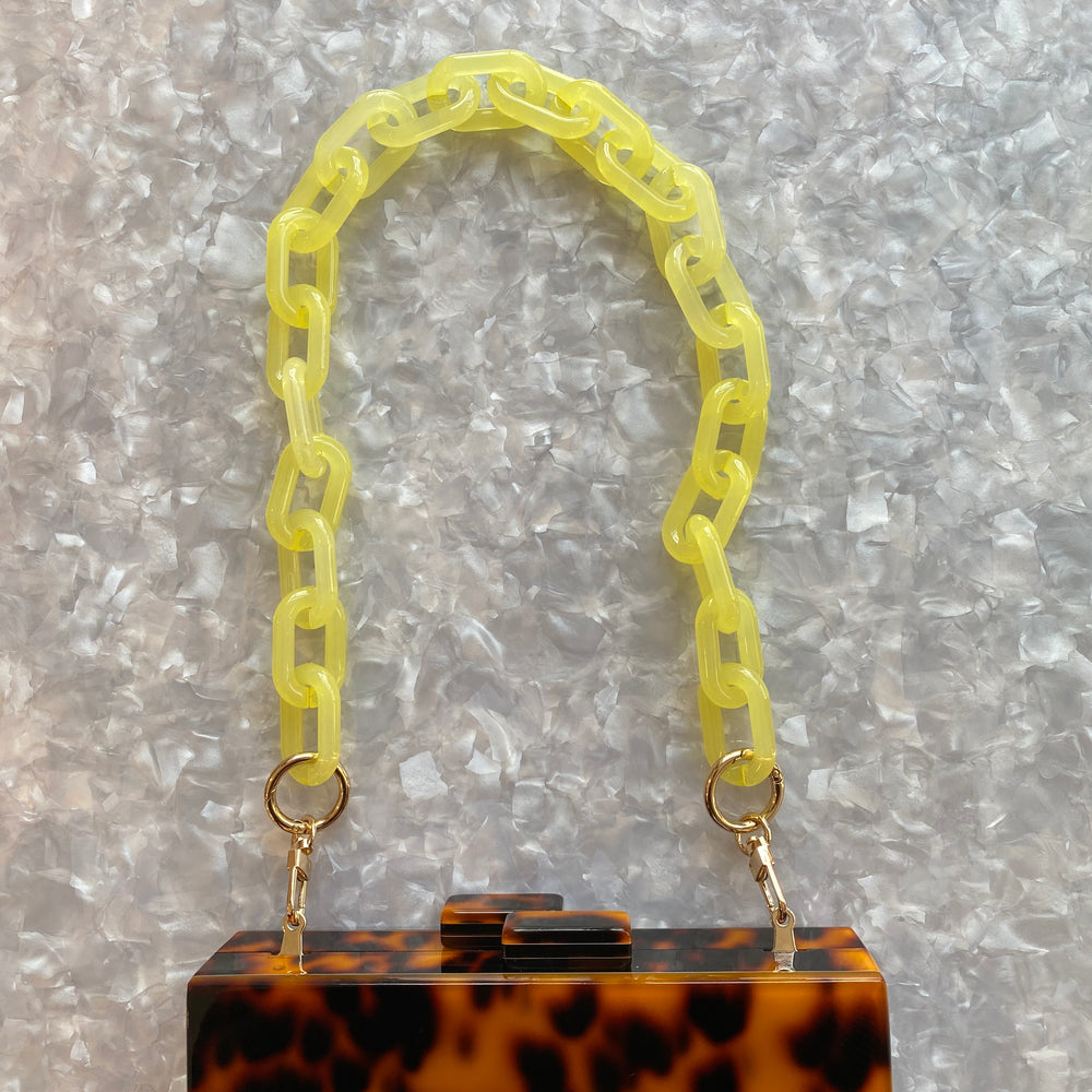 Chain Link Short Acrylic Purse Strap in Neon Yellow
