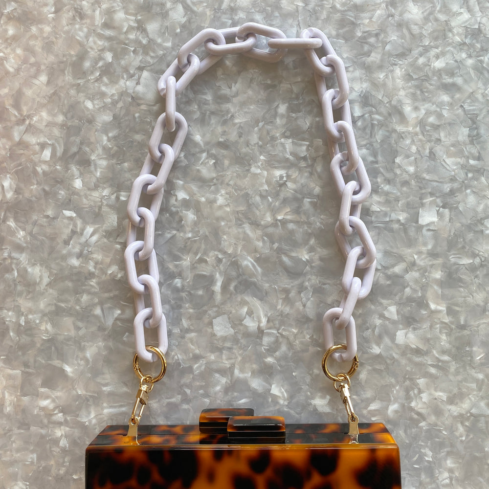 Chain Link Short Acrylic Purse Strap in Whiteout