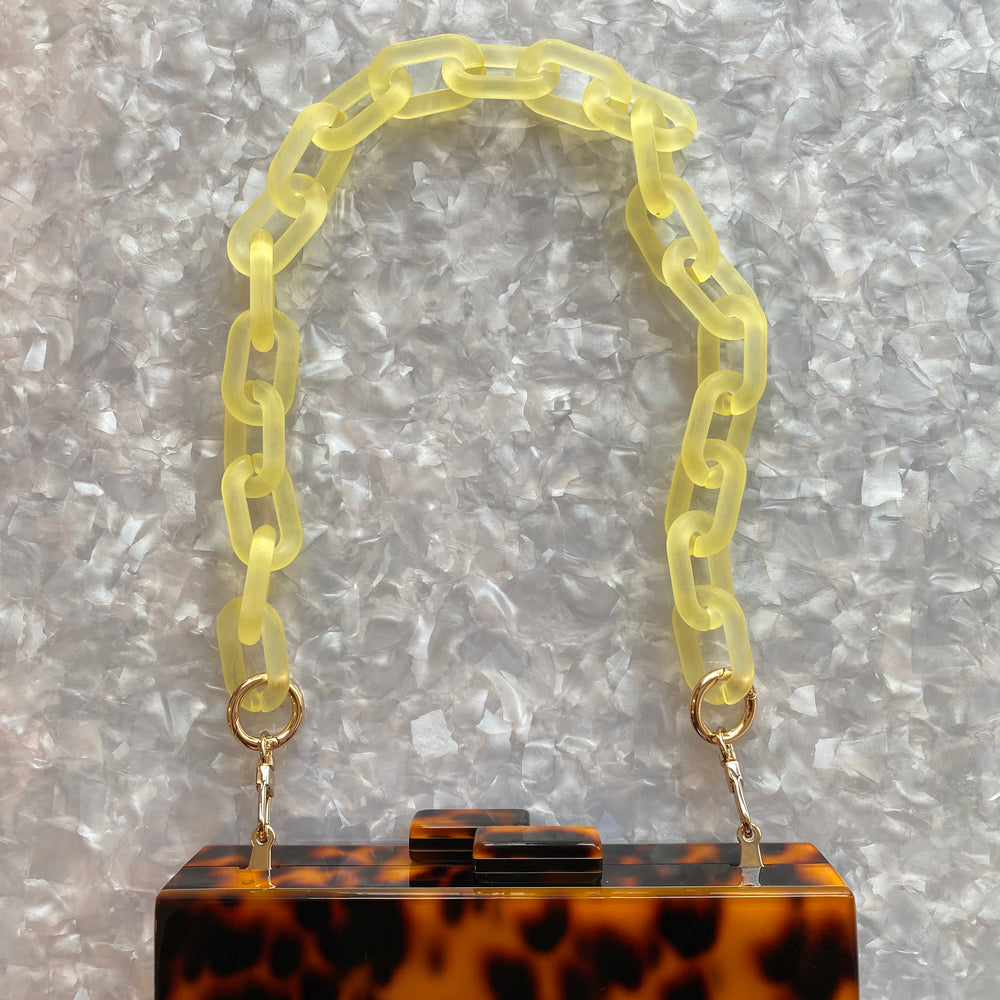 Chain Link Short Acrylic Purse Strap in Frosted Yellow