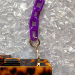 Chain Link Short Acrylic Purse Strap in Purple
