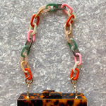 Chain Link Short Acrylic Purse Strap in Light Multicolor