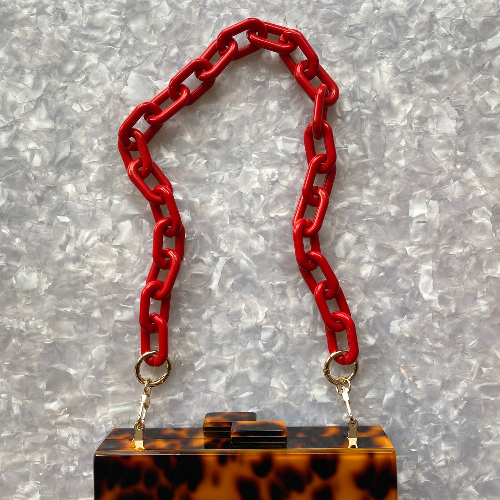 Chain Link Short Acrylic Purse Strap in Red