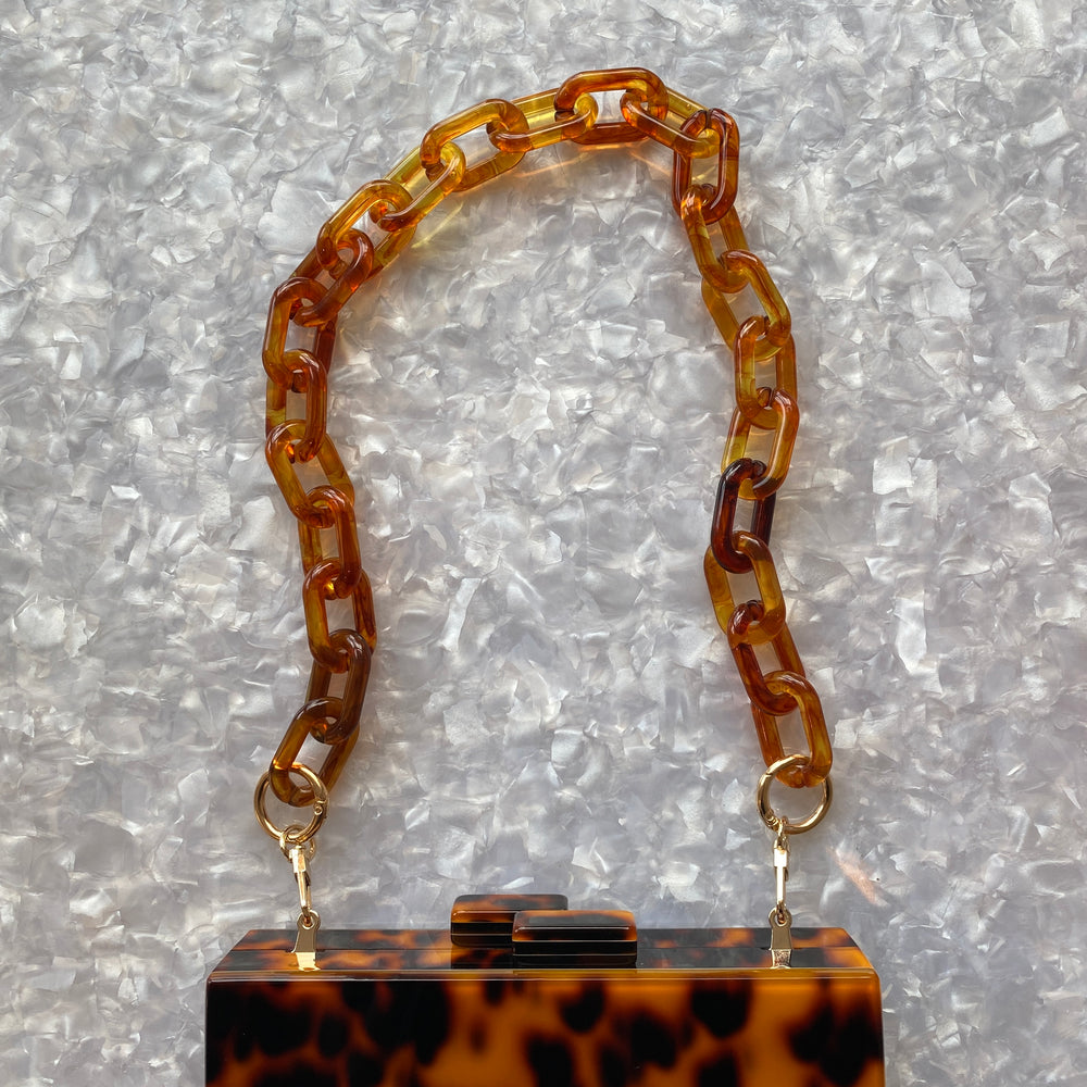 Chain Link Short Acrylic Purse Strap in Tawny