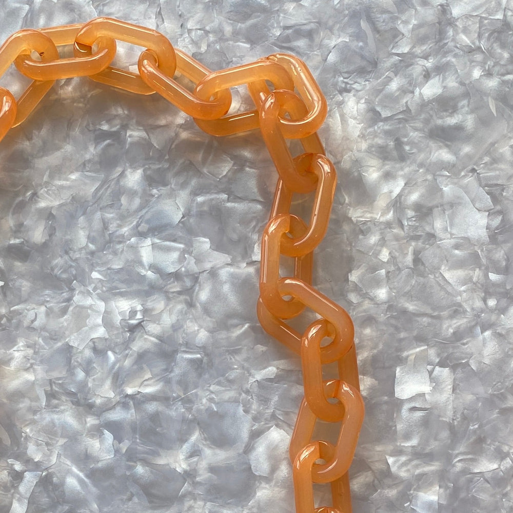 Chain Link Short Acrylic Purse Strap in Tangerine