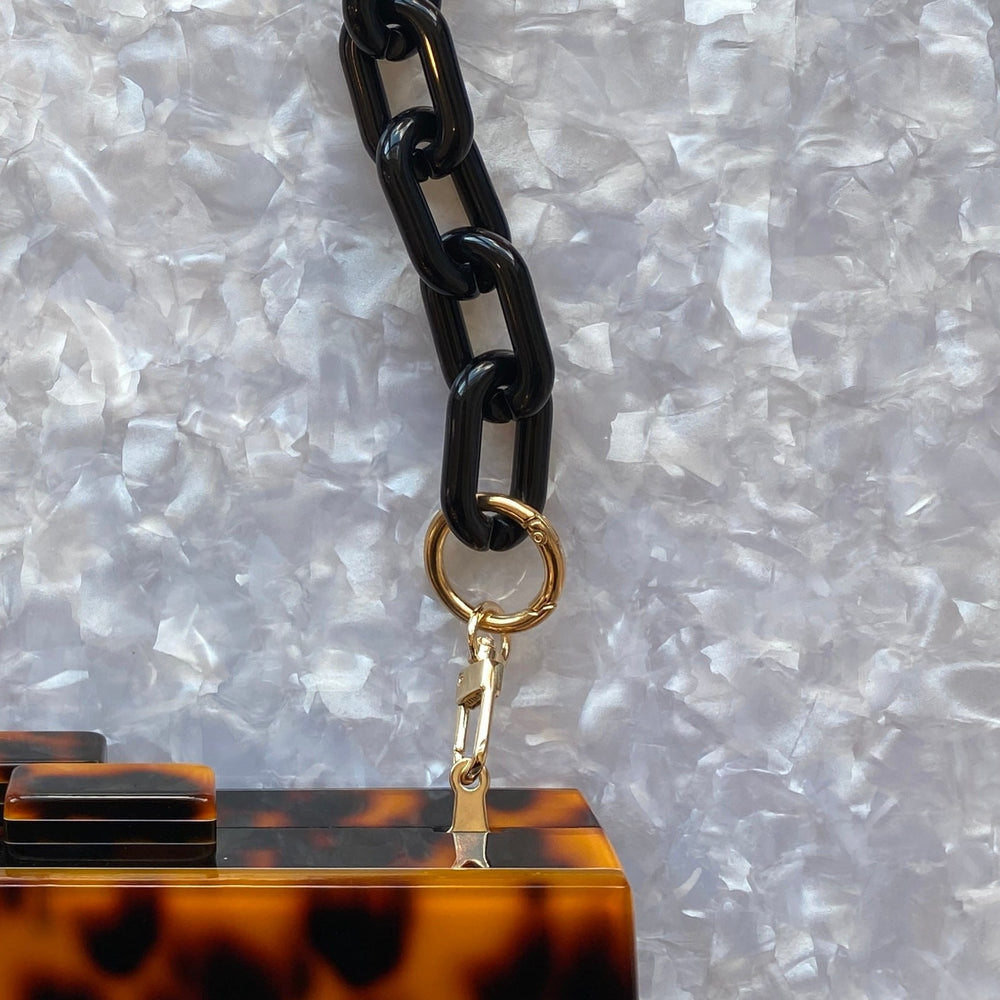 Chain Link Short Acrylic Purse Strap in Jet Black