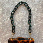 Chain Link Short Acrylic Purse Strap in Emerald Green