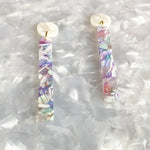 Matchstick Drop Earrings in Purple and Teal with White Stud