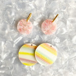 Convertible Hoops in Pastel Stripe Circle and Violet with Pink and White Marble