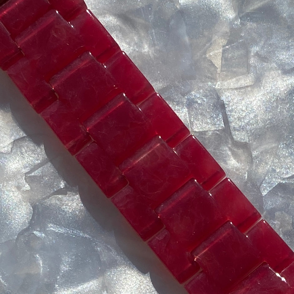 acrylic Apple Watch Band in Strawberry red_close up