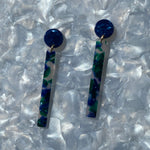 acrylic Matchstick Drop Earrings in Blue and Green