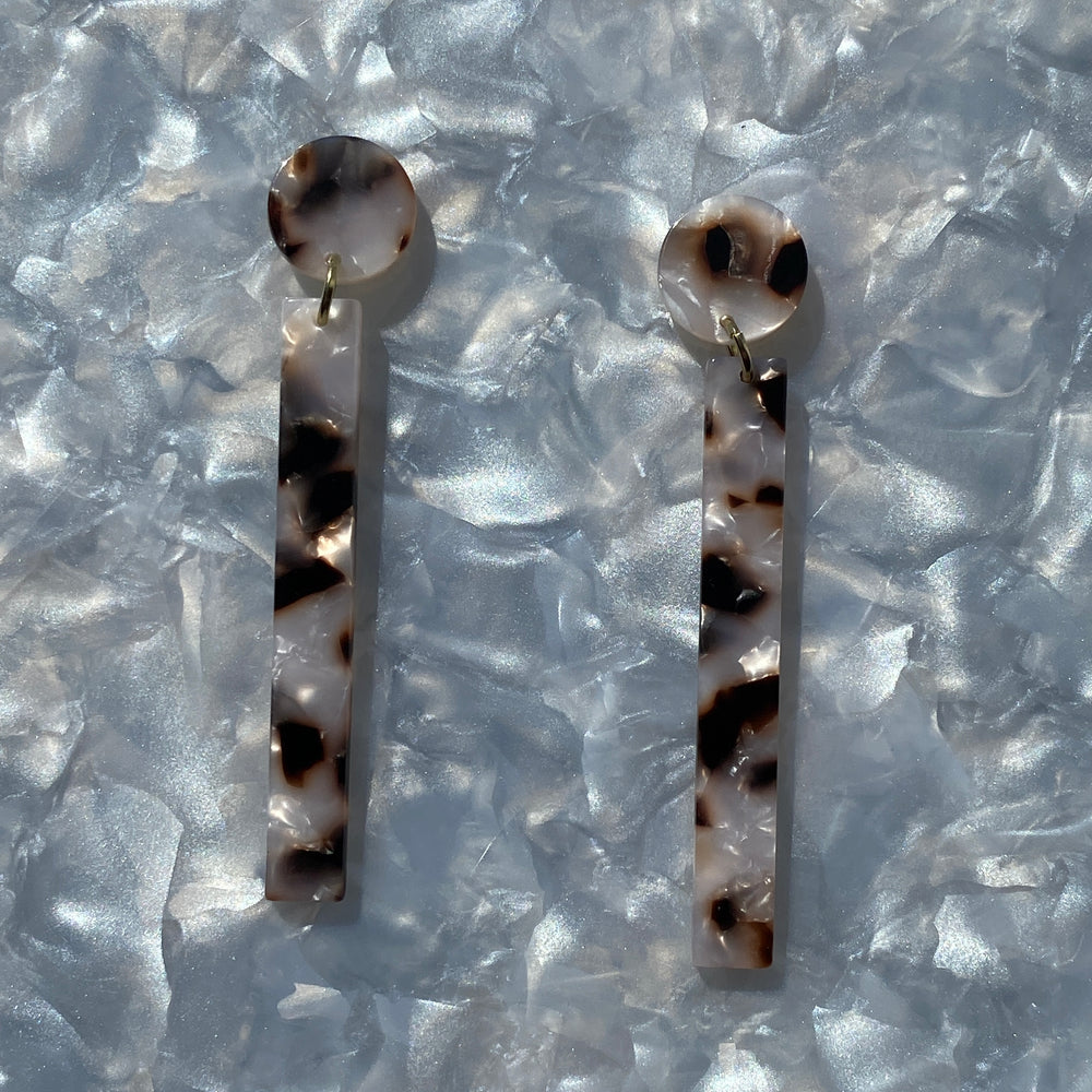 acrylic Matchstick Drop Earrings in Pearly Tortoise