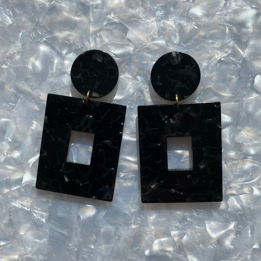 acrylic Square Drop Earrings in Black