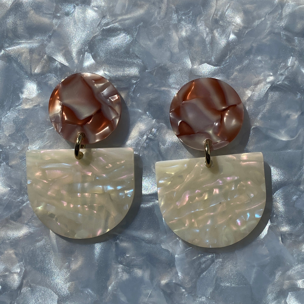 Tab Drop Earrings in Iridescent Cream