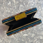 acrylic clutch purse in multicolor stripe_interior